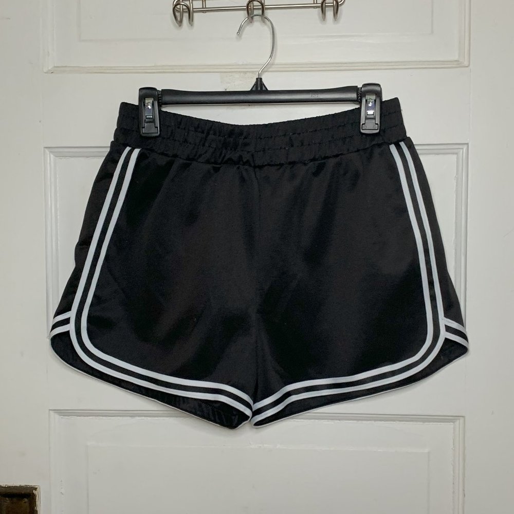 No Boundaries Black w White Stripes Athletic Active Workout Shorts Size L 11-13
